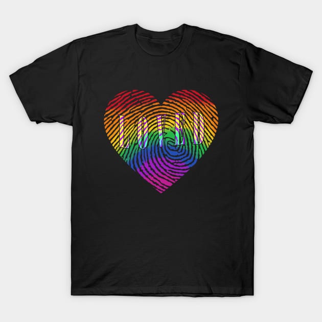 Pride Loved Fingerprint Heart T-Shirt by Kangkorniks